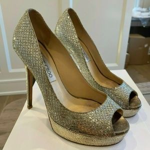JIMMY CHOO AUTHETIC WOMEN'S GLITTER ACCENTS PUMPS, SIZE 36, STILLETO HEELS